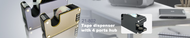 Tape dispenser with 4 ports hub